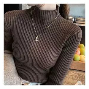 여성 기본 골지 스웨터 베이직 반폴라 니트 여자 긴팔 202783