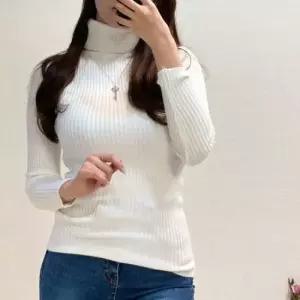 여성파자마 여성 겨울 도톰한 골지 터틀넥 니트티셔츠