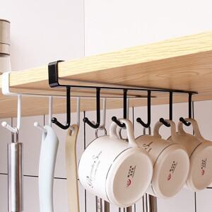 6후크 커피 컵 머그 홀더 블랙 화이트 선반 다기능 주방 캐비닛 잡화  보관 옷걸이