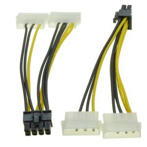 PCIe 비디오 그래픽 카드 컴퓨터 케이스 마더보드용 전원 공급 케이블  듀얼 4 핀 몰렉스 IDE-8