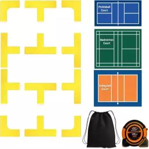 Acpape 피클볼 코트 마킹 키트 33피트 길이의 줄자 및 참조 카드 포함 액세서리 라인 임시 배드민턴 배구
