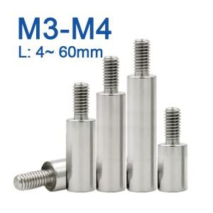 5개/몫 M3 M4 + 6mm 나사 길이 304 스테인레스 스틸 육각 스탠드 오프 남성-여성 스페이서