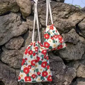 제주 곱닥한 귤귤 동백 스트링 S 감귤 파우치 다용도 미니파우치 제주가방 미니가방