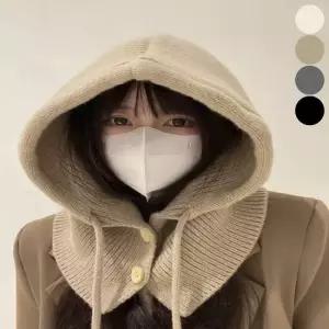 여성 여유로운 핏 바라클라바 후드 니트 넥워머 보온 바라클라바 후드워머