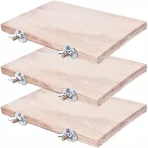 CoscosX 3Pcs 반려동물 앵무새 새장 사각 나무 스탠드 플랫폼 버기 장난감 잉꼬를 위한 새 울타리