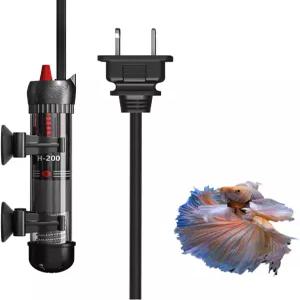 킹예누오 수족관 히터 50W 20갤런 탱크 잠수식 온도 조절 가능 베타 거북이/물고기 내장 조절기 추가