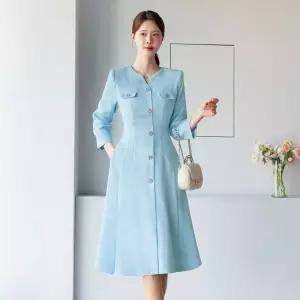 ~XXL까지 세틸루 트위드 플레어 원피스 봄 가을 롱원피스 하객룩 오피스룩 모임룩 격식룩 빅사이즈1189119