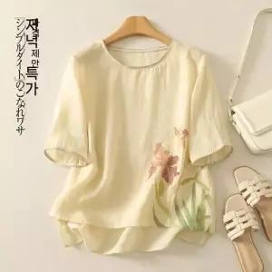 몰도 여자 여름 프린트티 빅사이즈 맨투맨 프린트 면마 라운드 젠2