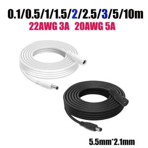 DC 연장 코드 0.5/1/2/3/5/10m 5.5mm 2.1mm 5V 12V 3A 5A 여성 남성 잭 전원 케이블 LED 스트립 어댑터 CCT