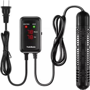 보호 케이스 포함 유키할루 수족관 히터 50/100/200/300/500W 어항 온도 조절 가능 외부 컨트롤러 LED