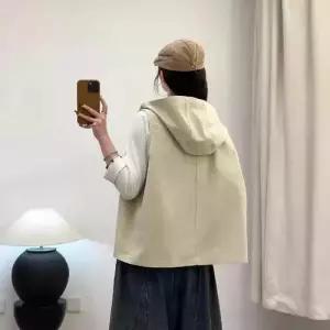 무천도사 여사친 봄 캐주얼 상의 샤카면 베스트 나시 조끼 솔리드 후드 트윌 집업 KKE1