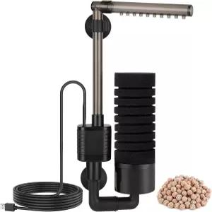 하이거 USB 싱글 스펀지 필터 조절 가능한 걸이 클립 및 흡입 컵이 있는 소형 수족관 오리비 콘센트 레인