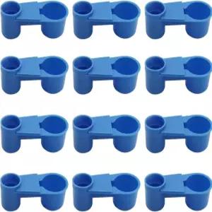 12개 자동 새 모이통 플라스틱 소다 팝 물병 컵 또는 비둘기 앵무새 닭 가금류 케이지 용품 파란색