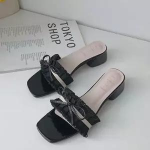 리본 스트랩 뮬슬리퍼 여성 여름샌들 뮬구두 플랫슈즈 토오픈힐 펌프스힐 가보시힐