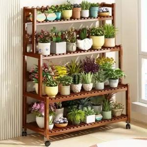 원목사다리선반 선반 계단식선반 꽃집 화분 정리대 진열장