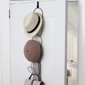 [생활] 벽걸이 행거 블랙 도어훅 수납용 모자걸이 5단 거치대