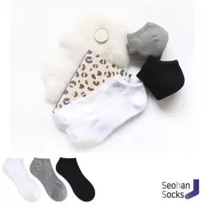 와일드스탁 여성 이중바닥 무지 스니커즈 양말 3족