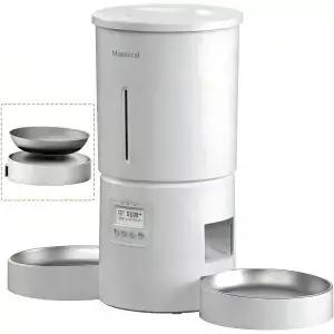 고양이 2마리를 위한 자동 급식기 하루 6끼 식사 12인분 듀얼 파워 더블 볼 드라이 펫 사료 10S 음성