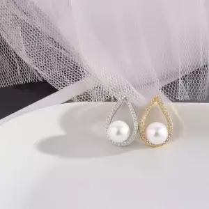 시후주얼리 시뮬럿다이아 8mm 오스트리아산 스왈진주 물방울 귀걸이 EB149E