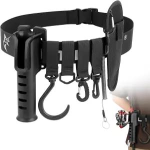 남성용 SAN LIKE 조절식 낚싯대 홀스터 허리 도강 벨트 - 플라이 서핑 카약 캐스팅 스피닝 기어(블랙)를