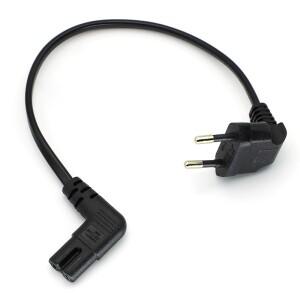 28cm 이중 엘보 각도 EU 2핀 플러그 - IEC 320 C7 암형 휴대용 변환 전원 케이블 (숏 라인 순수 구리)