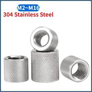 M2 - M16 304 스테인리스 스틸 널링 처리된 원형 커플링 너트 연장형 엄지손가락 조임 조인트 슬리브