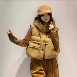 피로달 캐주얼 여친 패딩 후드 조끼 다운 민소매 HO1