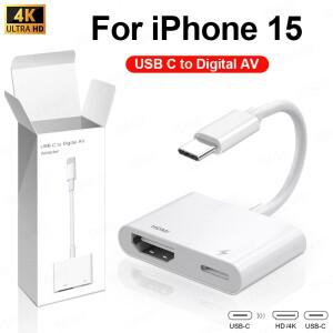 iphone 호환 15 Pro Type C 디지털 AV 어댑터 용 USB C-HDMI iphone 호환-HDTV 프로젝터 모니터 4K 동기화
