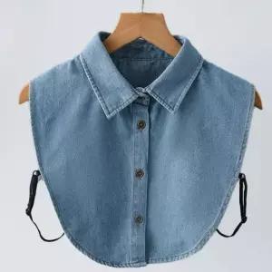 베이직 데님 넥케이프 페이크 이너넥 카라셔츠 3컬러 넥케이프 이너카라 레이어드카라