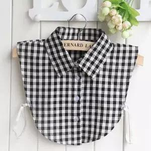 심플 체크 베이직 셔츠 남방 카라 페이크 넥케이프 쉬폰넥케이프 면레이스넥케이프