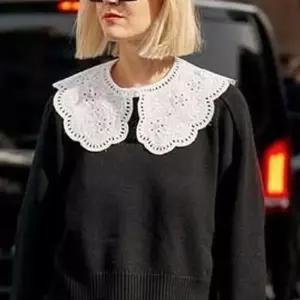 펀칭 자수 빅 페이크 카라 넥케이프 레이어드 카라 면레이스넥케이프 넥케이프칼라