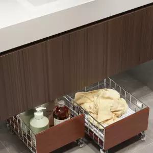 세탁바구니 빨래 옷 3단 수납 분리형 이동식 정리 수납바구니(전기도금)