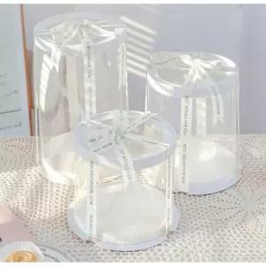 원형 투명 케이크 생일 박스 용기 고급 케? 5개 컵케이크 투명창 포장 다용도 케익