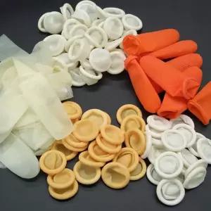 호환  20 개가방 일회용 고무 손가락 슬리브 노란색흰색 미끄럼 방지 보호 손가락 끝 장갑 탄성 유연한 슬