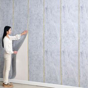 50cmX10/2 8m 린넨 3D 폼 자가 접착 PVC 단색 두꺼운 방수 배경 벽 리노베이션 벽지 스티커