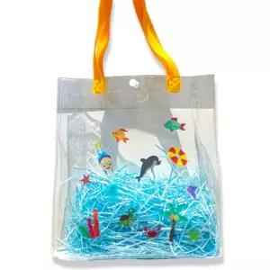 어린이 스티커붙이는 사각 비닐 비치백5P 색칠하기 키즈카페 시원한