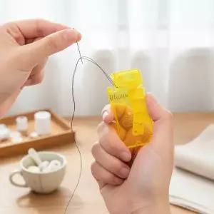 바늘귀 실꿰기 도구 자동 실끼우개 재봉 수예 용품 3.5x7cm 노랑