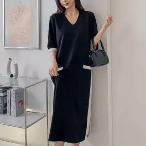 [하프클럽/]빅사이즈 604 마리아배색라인원피스 DBSX552