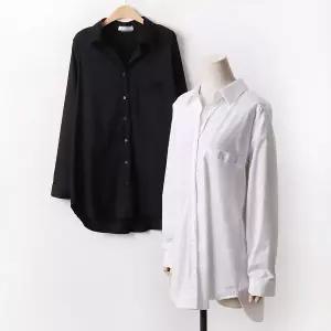 [하프클럽/]빅사이즈 604 베이직카라오버롱셔츠 DIRA383