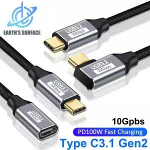 PD 고속 충전 케이블, 5A 타입 USB C 3.1, 2 세대 수-암 익스텐션 코드, 90 도 각도, 10Gbps 익스텐더 데이