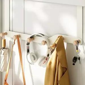 [JED] 원목행거 디자인 6구도어옷걸이 공간활용 원목단추도어행거