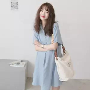 반팔 임산부 셔츠 원피스 빅사이즈 루즈핏 여름 임부 복원 만삭 셔츠임 부복 코디