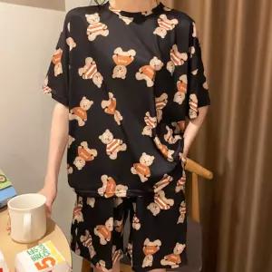 여름 잠옷 블랙쿠키곰 여성 반바지 파자마 반팔 세트