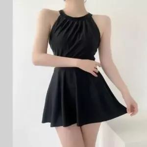 [하프클럽/]여성 홀터넥 플레어 스커트 체형 보정 원피스 수영복