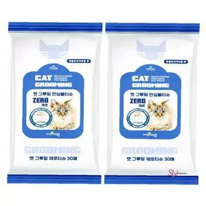 고양이 2P 30매 반려묘 캣티슈 그루밍 세정 물티슈cde602