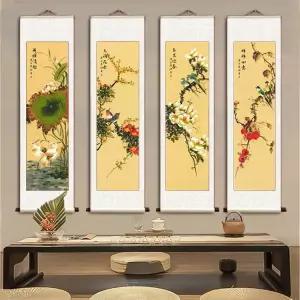 사군자 족자 동양화 스트립 매화 그림액자 난초 그림 풍수 인테리어 두루마리 거실