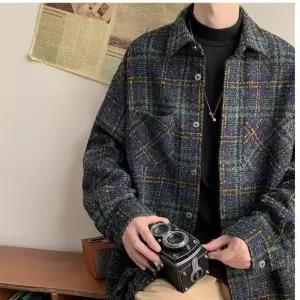 남자 하프 모직 빈티지 봄가을 칼라 루즈핏 주니어 시티보이 코트 재킷 원픽3