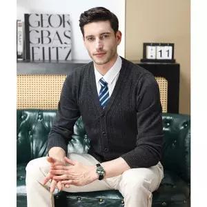 남사친 하프 니트 울 캐주얼 스웨터 도톰 중년 코트 단추가디건 잉가오 자가드 원픽1