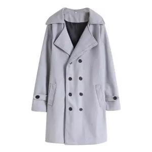 남자 하프 코트 더블 타탄 트렌치 세미 슬림 캐주얼 모직 원픽1