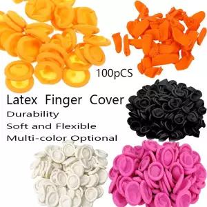 호환  50100PCS 라텍스 손가락 침대 정전기 방지 일회용 손가락 고무 장갑 끝 보호대 시계 수리 도구